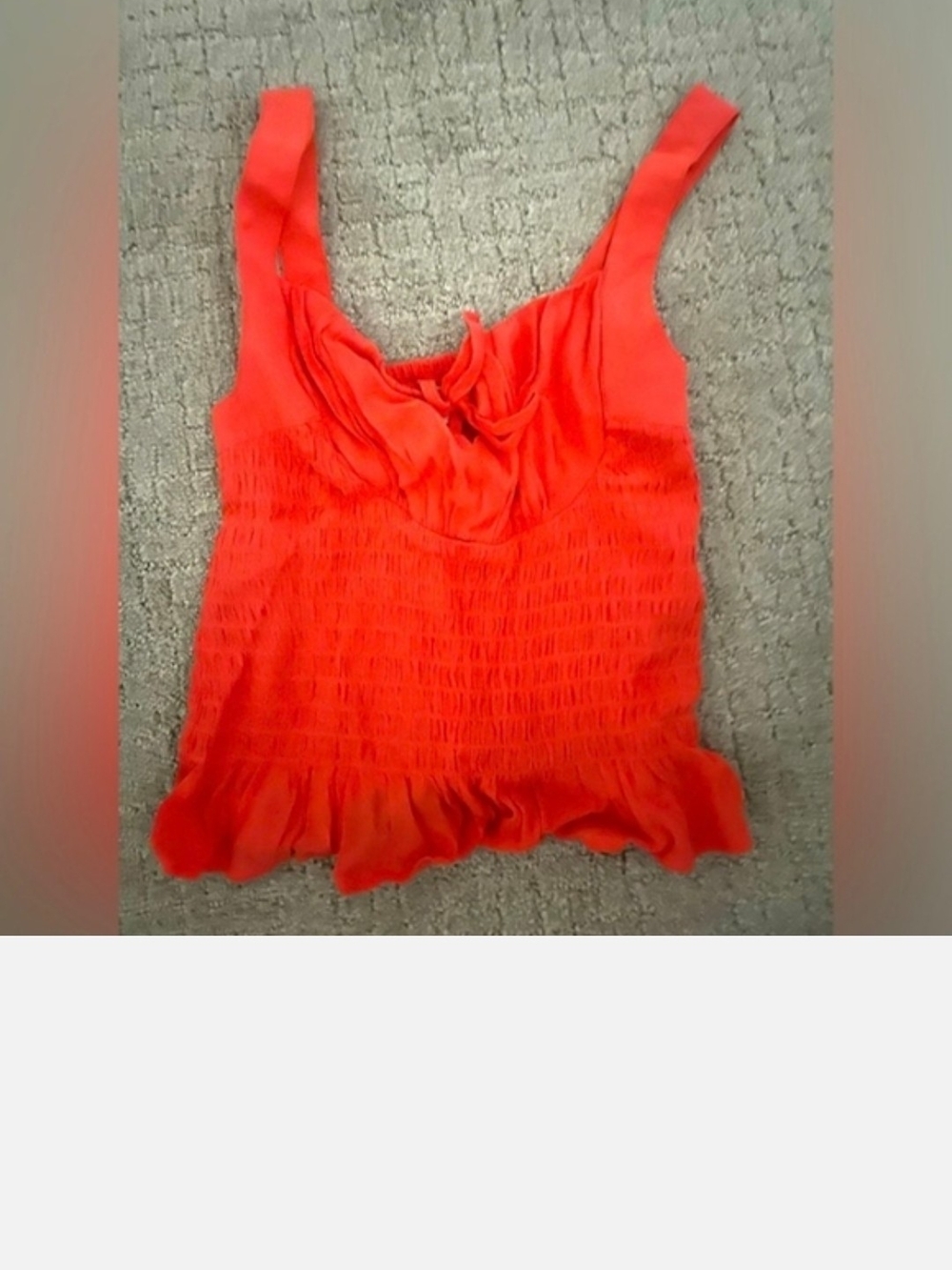 Gianni Bini Women’s Orange Smocked Tank Top with Ruffle Hem Size Small